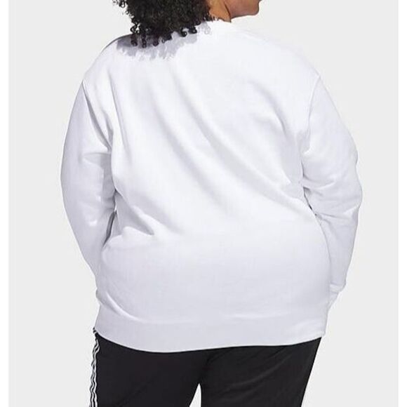 adidas Originals Women's Plus Sz 3XL White Trefoil Graphic Crewneck Sweatshirt - Picture 2 of 8